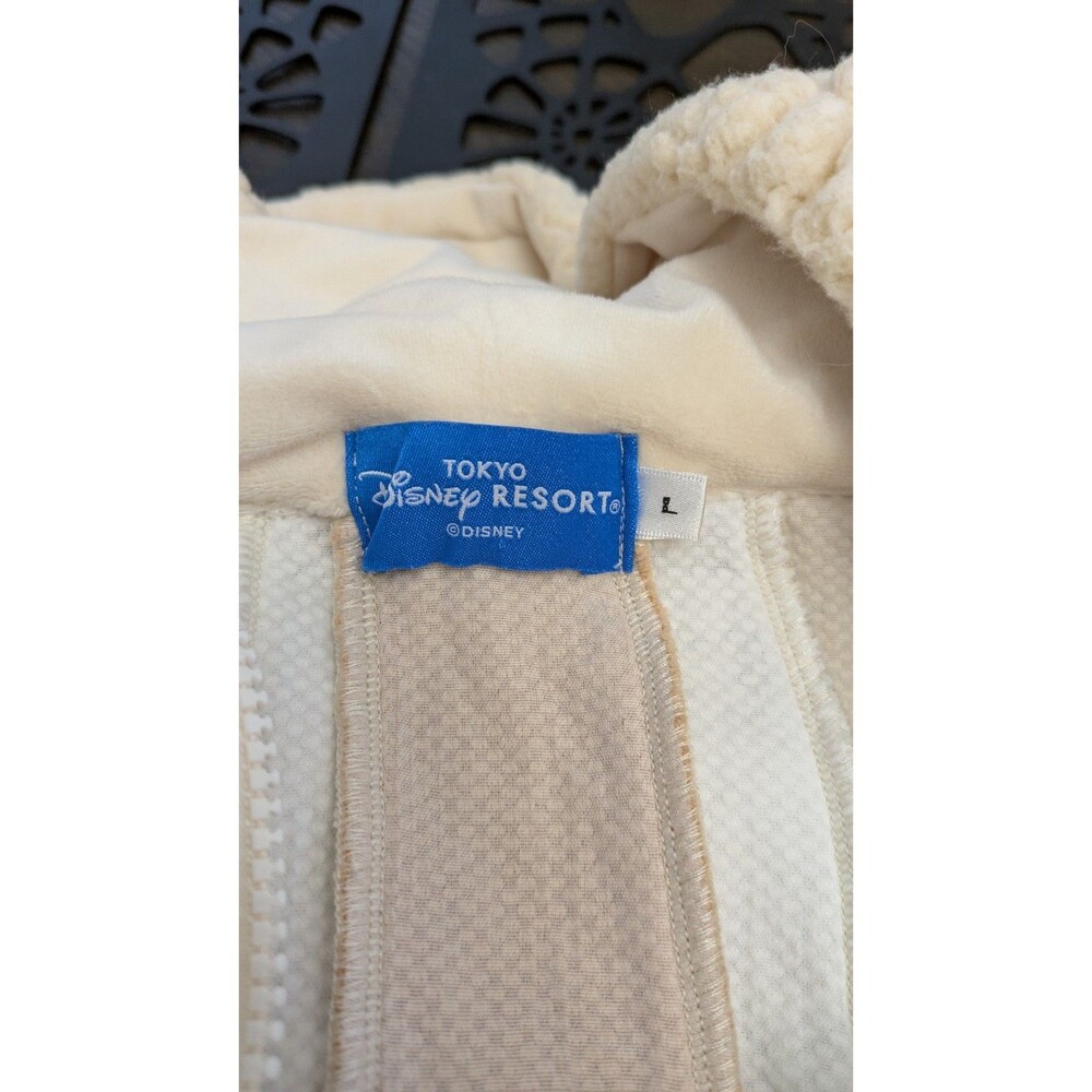 Tokyo Disney Resort Hoodie L Oversized Chip N Dale Ears Sherpa Cream Cozy RARE - Picture 7 of 9